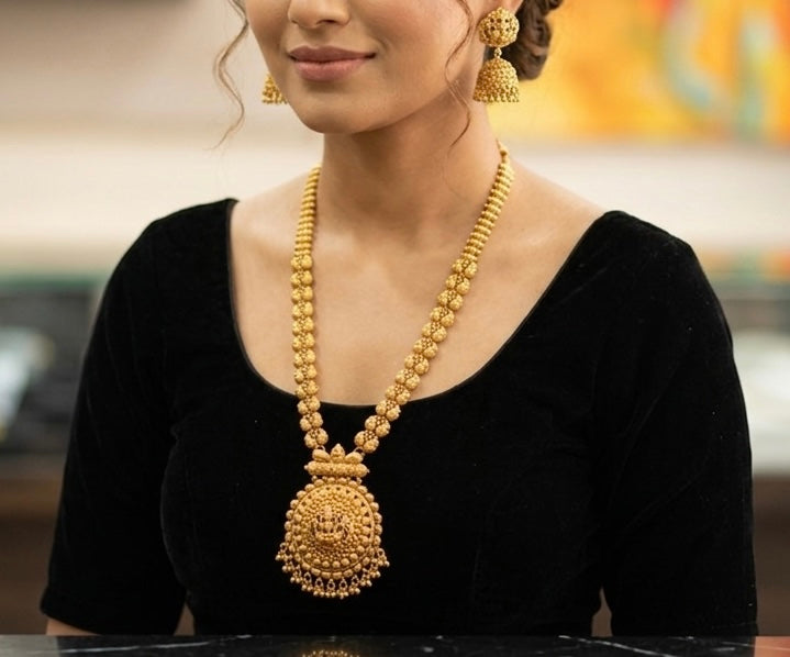 South Indian Gold Plated { Temple } Long Set