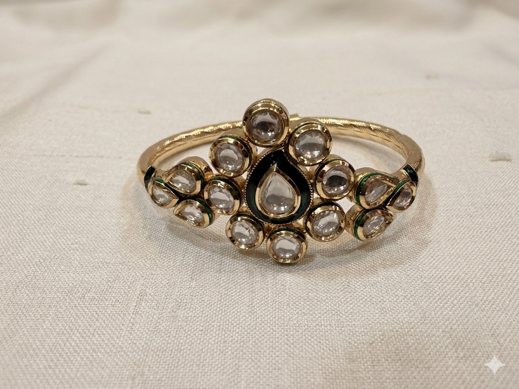 Kundan Style Gold-Plated Traditional Indian Bracelet