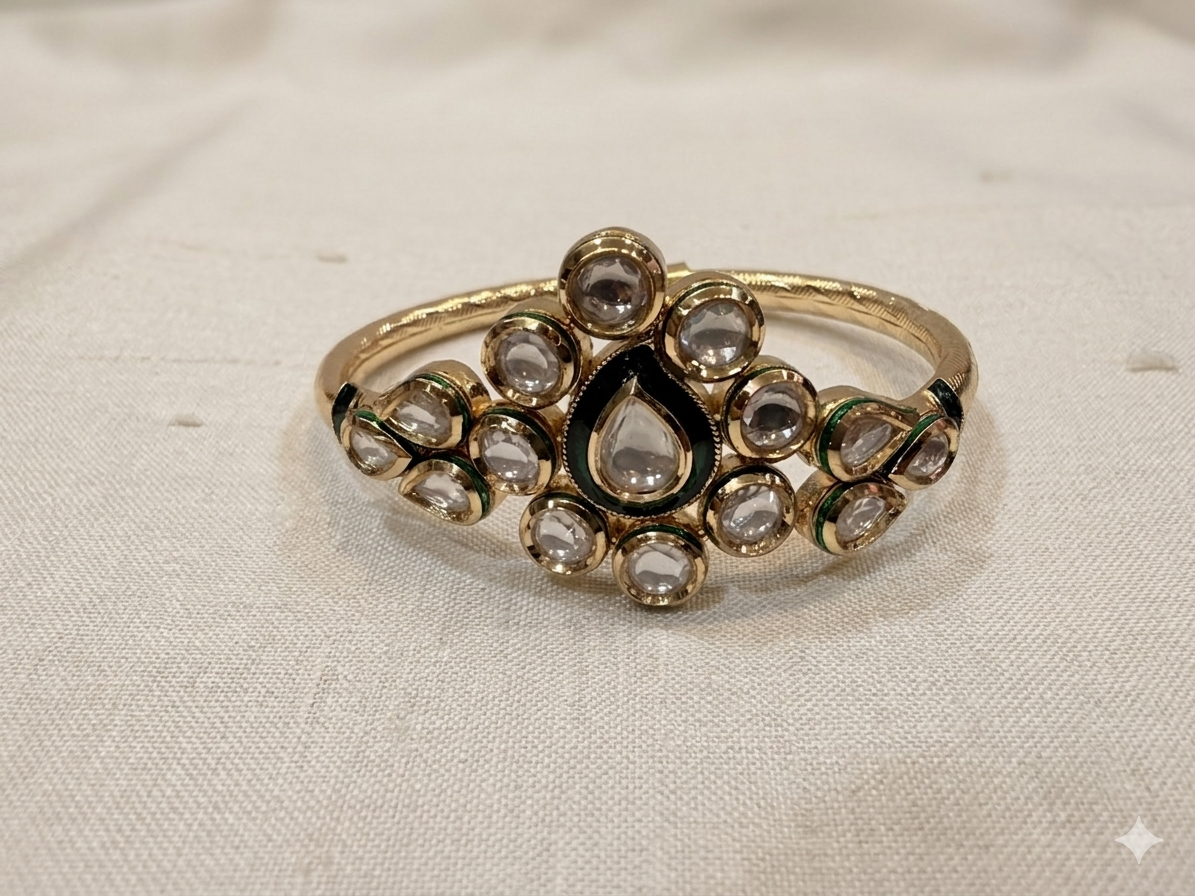 Kundan Gold-Plated Traditional Indian Kada