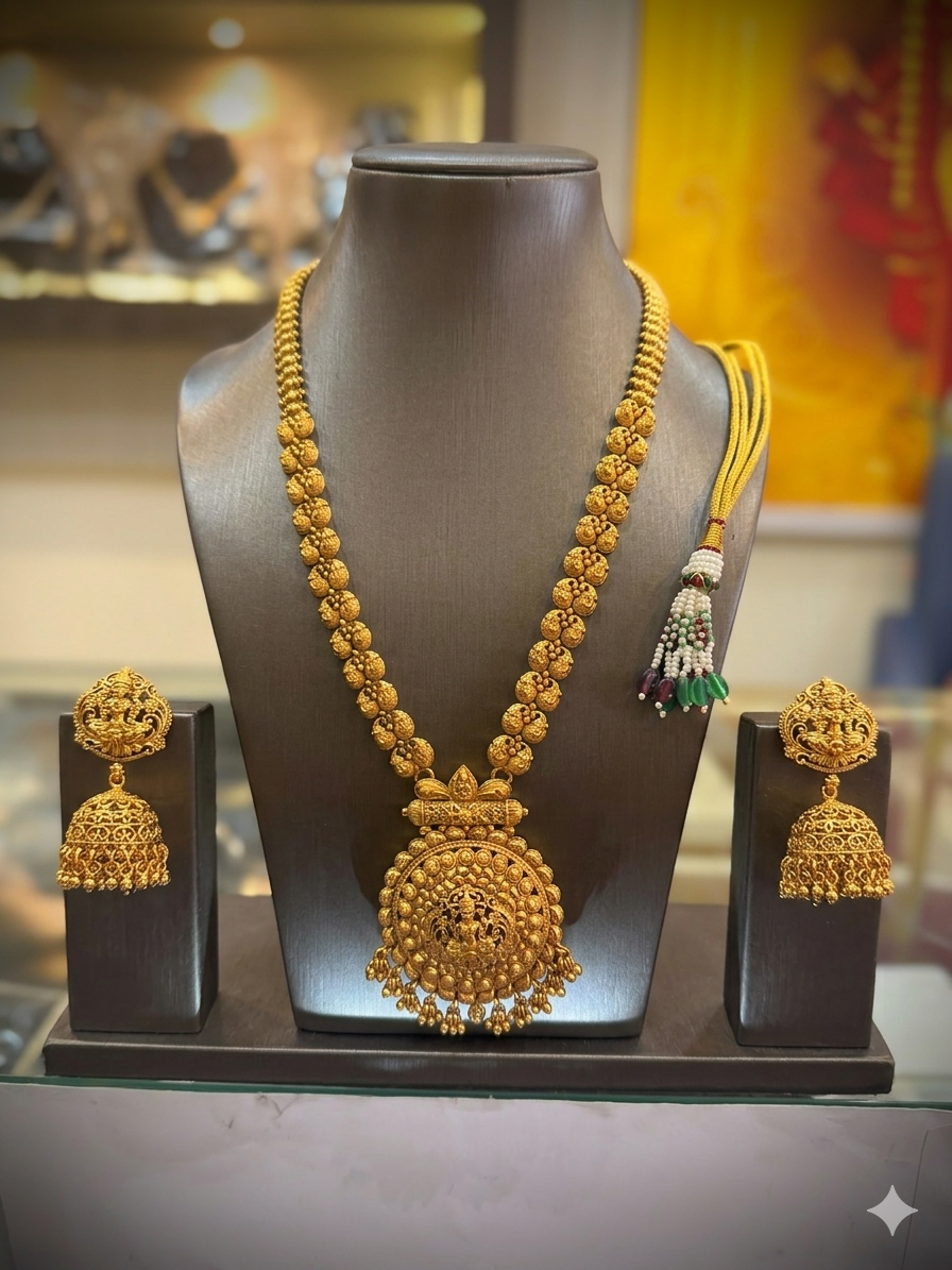 South Indian Gold Plated { Temple } Long Set