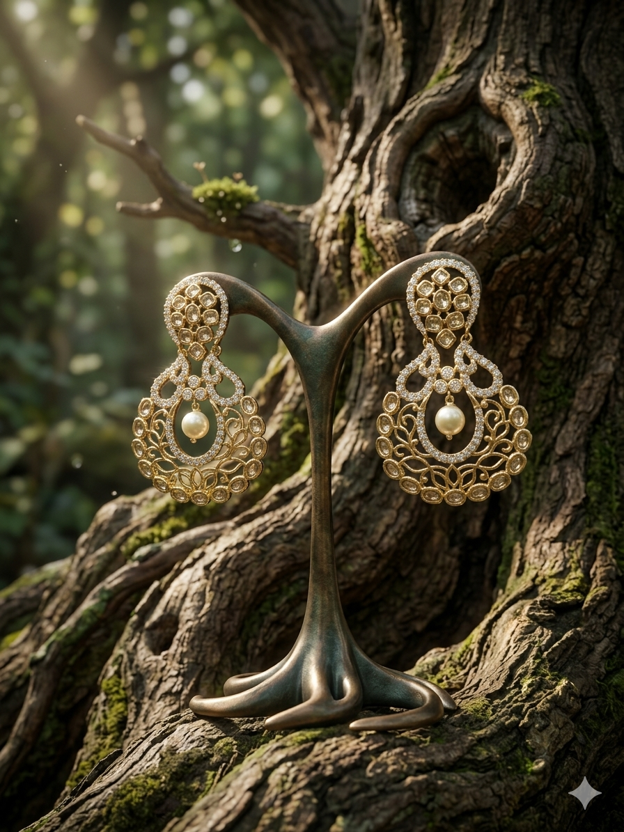 Long kundan golden Earrings