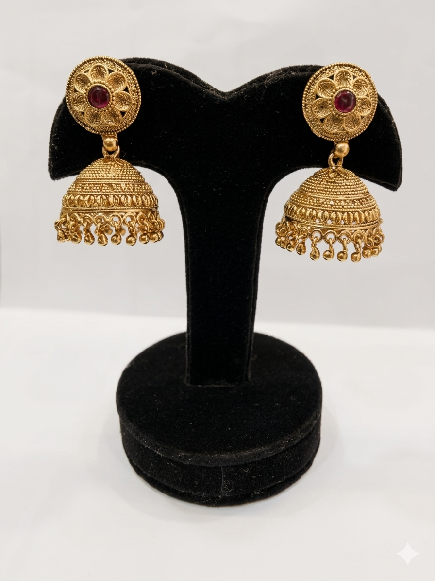 Studded Gold Plated Jhumkas